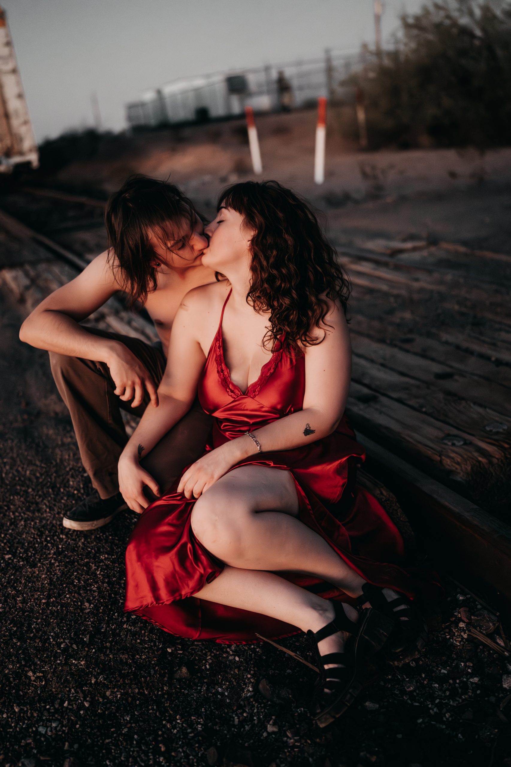 Boudoir photography of CJ and Arrie near Buckeye Arizona on rustic ranch grounds